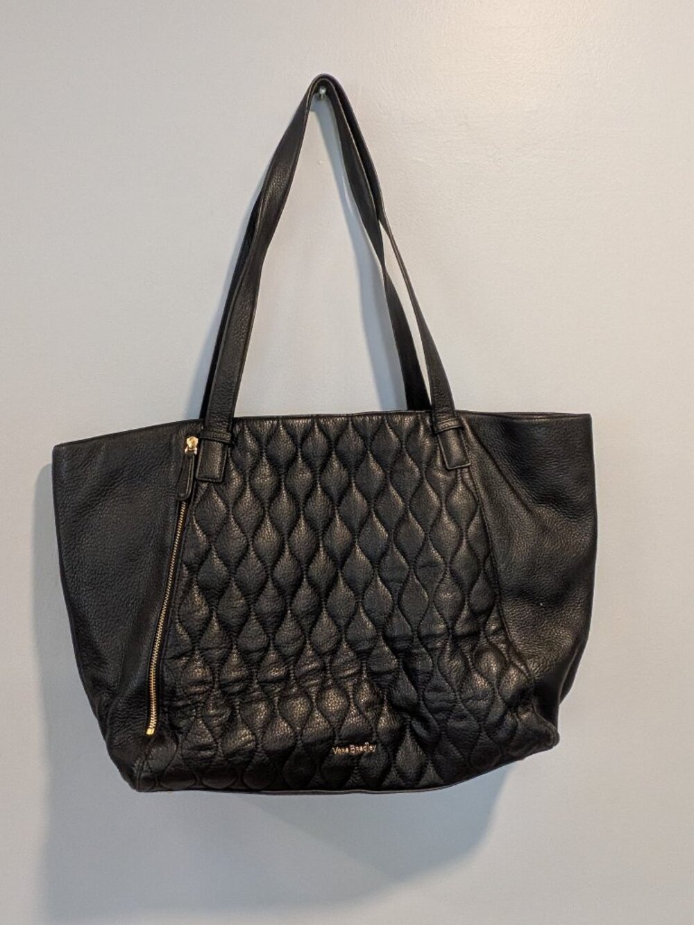 Vera Bradley Premium Leather Large Tote black quilted